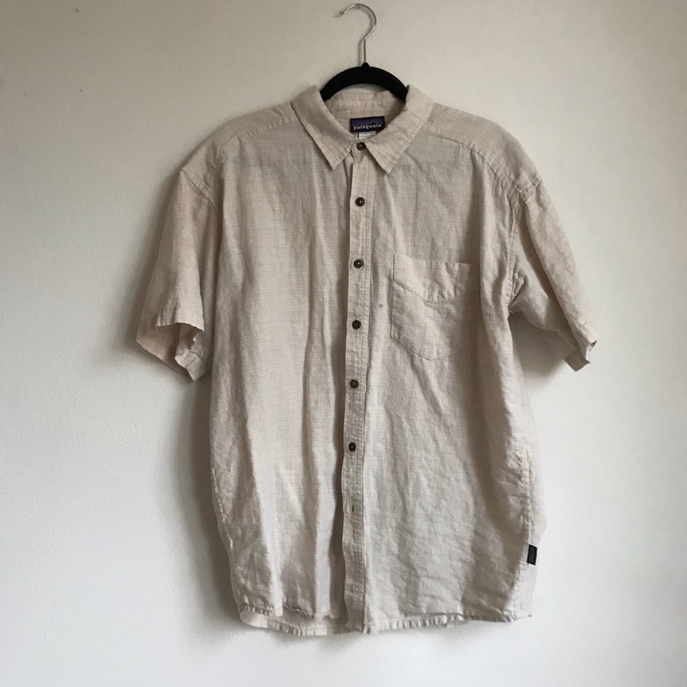 Patagonia shirt sleeve hemp button up shirt beige